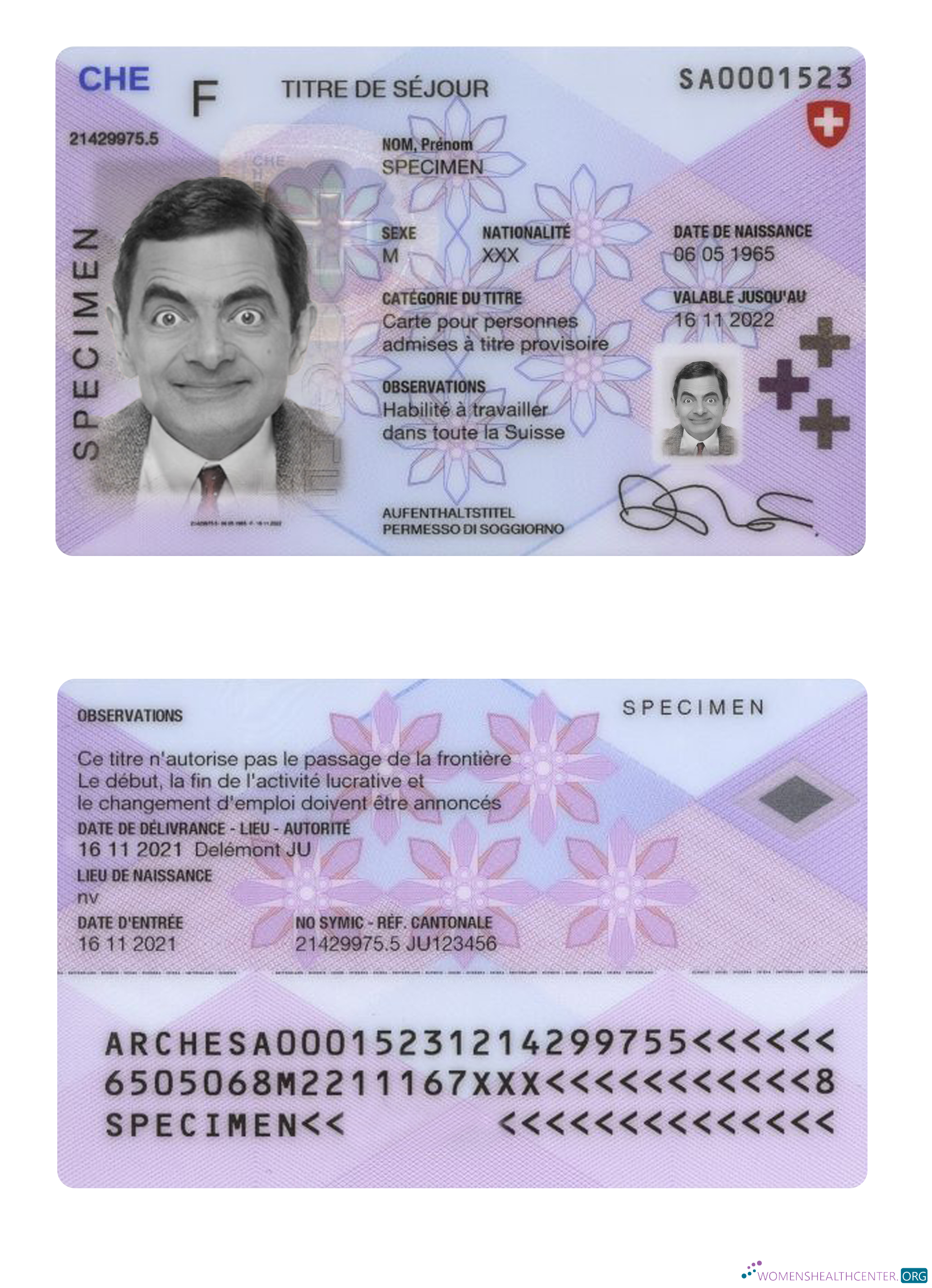 Download Switzerland residence permit card Photoshop template